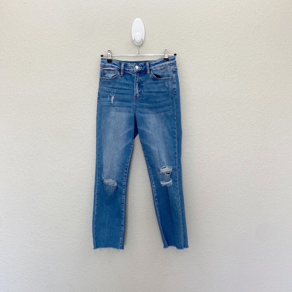Vervet Blue Distressed Denim Stretch Frayed Hem Jeans V2151 Womens size 27